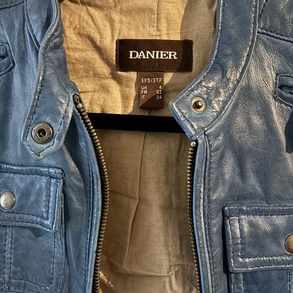 Vintage Danier leather 3XS vibrant blue leather jacket - Picture 2 of 5